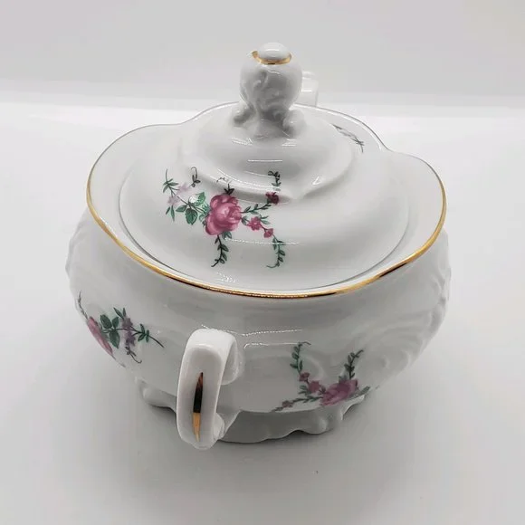 Vintage China Royal Kent Collection Poland Bavarian Rose Sugar Bowl & Creamer - Picture 4 of 13